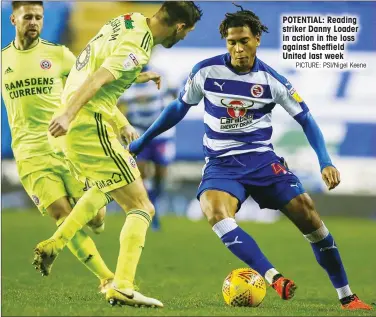  ?? PICTURE: PSI/Nigel Keene ?? POTENTIAL: Reading striker Danny Loader in action in the loss against Sheffield United last week