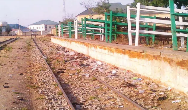  ??  ?? A deserted railway station in Gusau