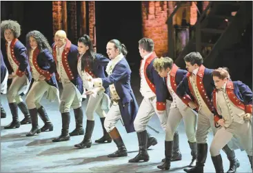  ?? Photo by Evan Agostini/Invision/AP ?? Lin-Manuel Miranda, center, and the cast of “Hamilton” perform at the Tony Awards at the Beacon Theatre on Sunday, June 12, 2016, in New York.