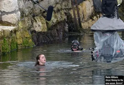  ??  ?? Maisie Williams ( Arya) filming for the new season. Brrrrrrr!