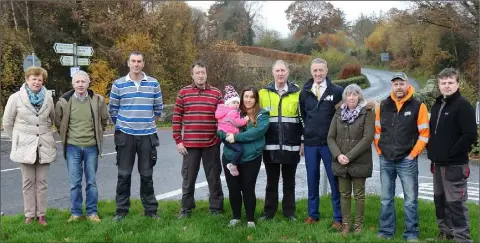  ??  ?? Residents meet with local Cllr Kathleen Codd-Nolan to view the work carried out at Doran’s Bridge, Kiltealy.