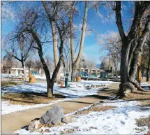  ??  ?? A mostly empty Kit Carson Park on Wednesday (Jan. 13). The park is open to the public, but the parking lot is closed to prohibit large gatherings.