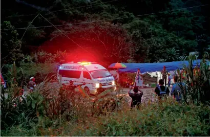  ?? Reuters ?? An ambulance leaves Tham Luang cave complex in the northern province of Chiang Rai, Thailand, on Monday. —