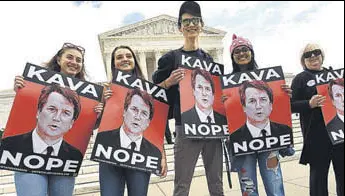  ?? AFP ?? A demonstrat­ion outside the Supreme Court against Judge Brett Kavanaugh's nomination.