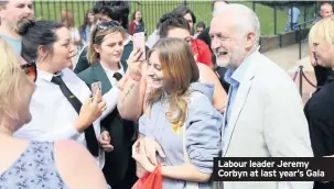  ??  ?? Labour leader Jeremy Corbyn at last year’s Gala
