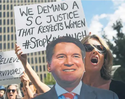  ?? RJ Sangosti, The Denver Post ?? Ruth Clevenger joined survivors of sexual assault and members of local rights groups at a rally near Colorado Sen. Cory Gardner’s Denver office on Monday during nationwide protests against Supreme Court nominee Brett Kavanaugh.