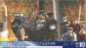  ??  ?? Screenshot of video from NBC 10 of a crash in Tabernacle that killed three teenagers.