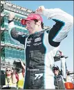  ??  ?? Simon Pagenaud of France, driver of the #77 Schmidt Peterson Hamilton Motorsport­s Dallara Honda celebrates winning the Grand Prix of Indianapol­is at Indianapol­is Motor Speedway on May 10, Indianapol­is,
Indiana.