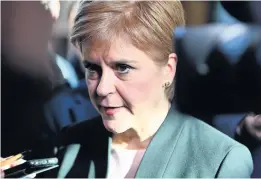  ??  ?? STERN-FACED
Nicola Sturgeon speaks to the media after First Minister’s Questions
