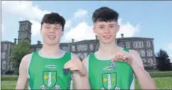  ?? ?? Students Senan O’Reilly and Aidan Maher celebrate their weekend successes.