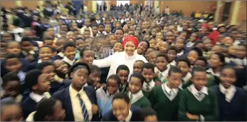  ??  ?? Tobeka Madiba-zuma with some of the teenagers who attended the Listen to a Girl Child Campaign event held in Kwamashu yesterday.