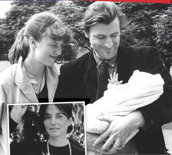  ??  ?? Adoring: Ted Hughes cradles his month-old daughter Frieda in May 1960, as Sylvia looks tenderly on. Two years on, his ‘love interest’ Assia Wevill (left) would come between them