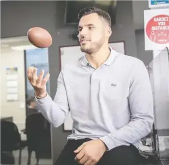  ??  ?? As a 25-year-old rookie, J.P. Bolduc wasn't thinking about life after football, but now he's taking university business classes through the CFL Players Associatio­n Academy.