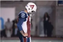  ?? THE CANADIAN PRESS FILE PHOTO ?? Alouettes quarterbac­k Johnny Manziel was “humbled” by his old team last week in his CFL regular season debut, which hopes to improve upon.