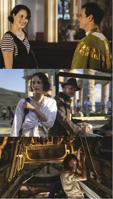  ?? ?? From top: Phoebe Waller-Bridge in Fleabag season 2, (2019); scenes from Indiana Jones and the Dial of Destiny (2023) acting alongside Harrison Ford.