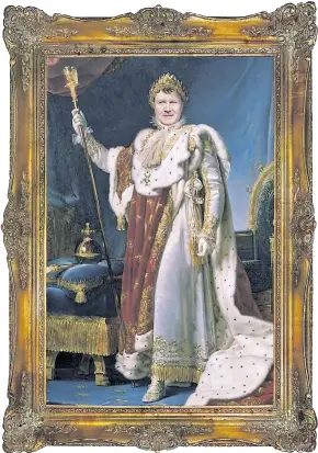  ?? FOTOS: DPA (3)/ MONTAGE: ZÖRNER ?? Horst I. von Bayern? Wir haben das berühmte Napoleon-Gemälde von Jean-Auguste Ingres (1806) leicht verfremdet.
