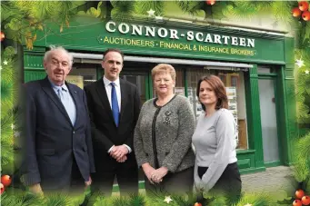  ??  ?? Michael, Patrick and Eleanor Connor-Scarteen with Susan O’Sullivan at Connor-Scarteen Auctioneer­s, Financial and Insurance Brokers, Main Street, Kenmare.