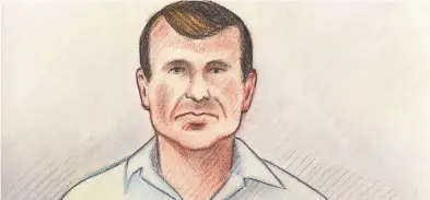  ?? LAUREN FOSTER-MACLEOD ?? Cameron Ortis, director general with the RCMP’s intelligen­ce unit, in a court sketch from his hearing in Ottawa.