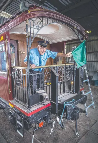  ?? Picture: ROB LEESON ?? OLD SCHOOL: David Walsh, 80, who was the manager of the royal train trip with Charles and Di, is reunited with the royal train. It will be on the tracks in Victoria from tomorrow.