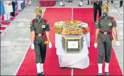  ?? SANTOSH KUMAR; BHARAT BHUSHAN/HT PHOTO; REUTERS ?? Army personnel pay tribute to Hawaldar Sunil Kumar in Patna on Thursday.