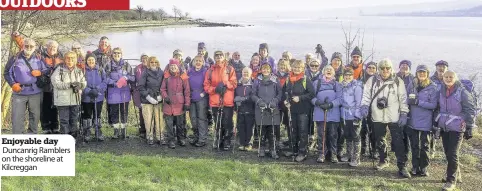  ??  ?? Enjoyable day Duncanrig Ramblers on the shoreline at Kilcreggan