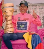  ?? BETTINI ?? Giro d’Italia 2014
Nairo Quintana ha 24 anni quando a Trieste diventa il primo colombiano re della corsa rosa