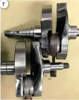  ??  ?? 6: The BGM 60mm crankshaft. 7: Compared to standard item, the BGM crank not only has longer stroke and longer inlet duration, but is shaped/flowed better. 8: Puny inlet port, ripe for tuning!