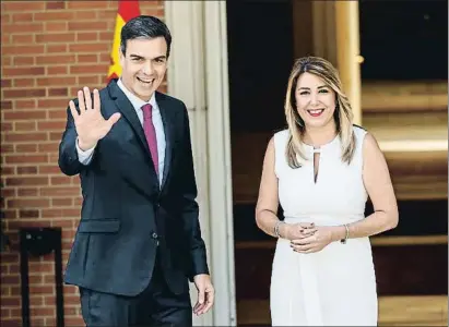  ?? DANI DUCH ?? Pedro Sánchez y Susana Díaz ayer antes de su primera reunión en el palacio de la Moncloa