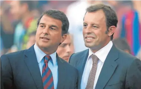  ?? EFE ?? Joan Laporta y Sandro Rosell, cuando ambos compartían candidatur­a