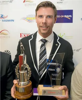  ?? RICKY WILSON/STUFF ?? Robbie Manson took out the top prize at the Marlboroug­h Sports Awards.