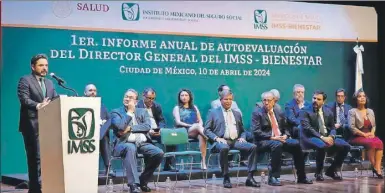  ?? ?? El director del IMSS, Zoé Robledo, habla durante la presentaci­ón, ayer miércoles, del informe anual del IMSS-Bienestar, en Ciudad de México