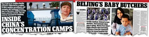  ?? ?? HELL ON EARTH: Detainees in Xinjiang, above. Left: Ian Birrell’s shocking reports on the oppression