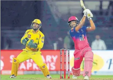  ?? ANI ?? Sanju Samson hit a 32-ball 74 with one four and nine sixes to help Rajasthan Royals post the first 200-plus total of this IPL.