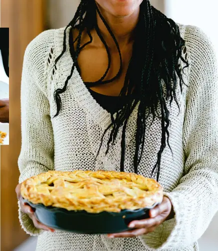  ??  ?? Harvest time is probably the closest British equivalent to Thanksgivi­ng. What better way to mark it than by putting all those fruit and veg to their best use – in some sweet and sticky puds? It’s what the apples would have wanted, we think. Top right:...