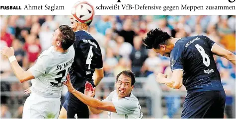  ?? BILD: VOLKHARD PATTEN ?? Eine Wucht: VfB-Abwehrchef Ahmet Saglam (rechts) war im Derby gleich der erhoffte Fels in der Brandung.