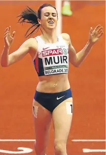  ??  ?? Laura Muir secured 1500m final victory in a new Championsh­ip and British record time last night.
