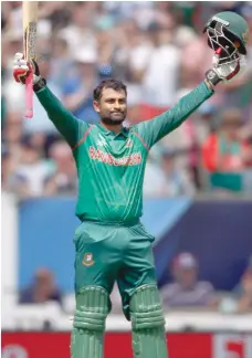  ?? — Reuters ?? Tamim Iqbal celebrates his century at the Oval on Thursday.