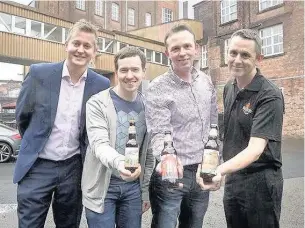  ??  ?? ●●Robinson’s head brewer Martyn Weeks (right) with (left to right) Richard Dennett, Sam Dineley and Tom Packman from the Co-op