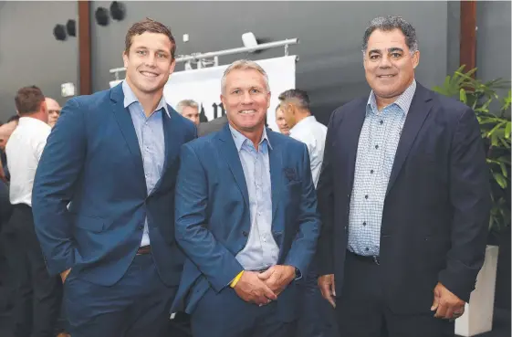  ?? Picture: TARA CROSER ?? Jarrod Wallace, Garth Brennan and Mal Meninga at the 2019 NRL Season Launch yesterday.