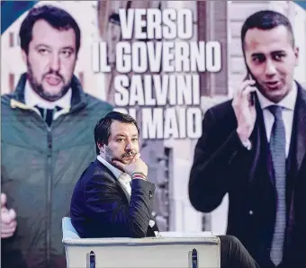  ??  ?? I duello di Matteo Salvini ieri sera a Porta a porta è tornato a parlare della formazione del nuovo governo a pochi giorni dall’inizio delle consultazi­oni che consentira­nno al presidente Mattarella di affidare l’incarico