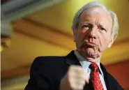  ?? (AP Photo/Jessica Hill/File) ?? Sen. Joe Lieberman, I-Conn., gestures during a news conference at the state Capitol in Hartford, Conn., on Dec. 10, 2012. Lieberman served as No Labels’ chief public defender when the critics got the loudest. The centrist group he helped create ignited a political firestorm over the last year by working to recruit a third-party presidenti­al campaign that some feared might tilt the 2024 election in Donald Trump’s favor. Now, Lieberman is gone. His death marks an irreplacea­ble loss for No Labels.