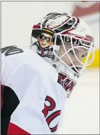  ?? — GETTY IMAGES FILES ?? Andrew Hammond of the Ottawa Senators went 20-1-2 to lead the team on an improbable run to the playoffs.