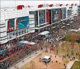  ?? PHOTO: BOB ANDRES AJC ?? Houston’s George R. Brown Convention Center, which housed NFL Experience activities during Super Bowl week, became an emergency shelter after Hurricane Harvey.