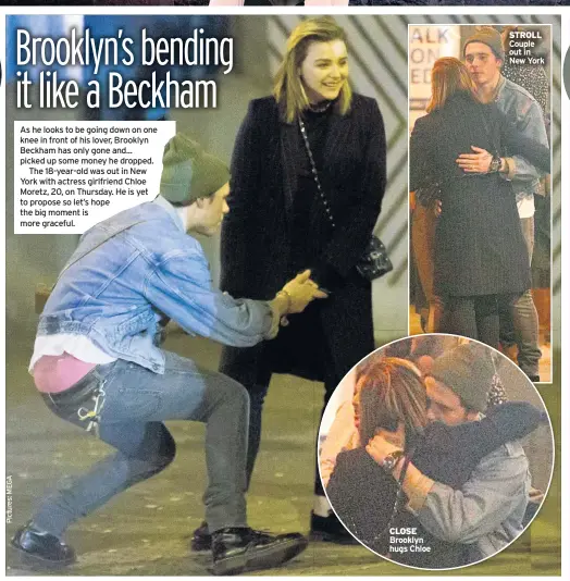  ??  ?? CLOSE Brooklyn hugs Chloe STROLL Couple out in New York