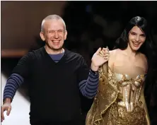  ?? — AFP photo ?? Gaultier acknowledg­es the audience at the end of his Spring/ Summer 2008 Haute Couture collection show in Paris.