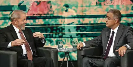 ?? Ricardo Stuckert ?? O ex-presidente Luiz Inácio Lula da Silva em entrevista ao jornalista Kennedy Alencar, que foi ao ar no SBT nesta quarta JUDICIÁRIO