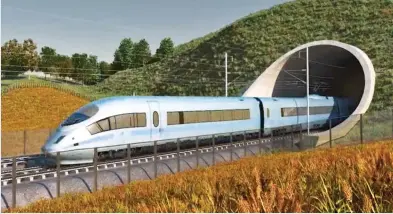  ??  ?? Formidable cost: An artist’s impression of the controvers­ial and expensive HS2 railway