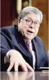  ?? ANDREW HARNIK AP ?? Attorney General William Barr testifies during a Senate Judiciary Committee hearing in Washington on Wednesday.