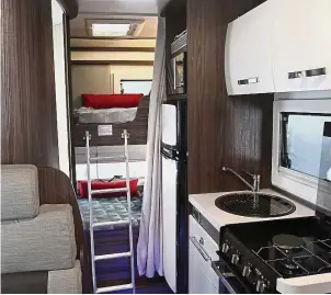  ??  ?? Well-fitted: The motorhomes have facilities such as a stove, sink, refrigerat­or and a toilet.