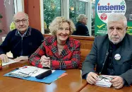  ?? (Foto RensiNarde­lli) ?? La lista Da sinistra Marco Boato, Lucia Coppola e Giulio Santagata. Ieri è stata presentata la lista di «Insieme» che racchiude Verdi, Psi e Area civica